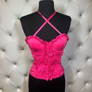 Entry Pink Ruffled Halter Top Size S